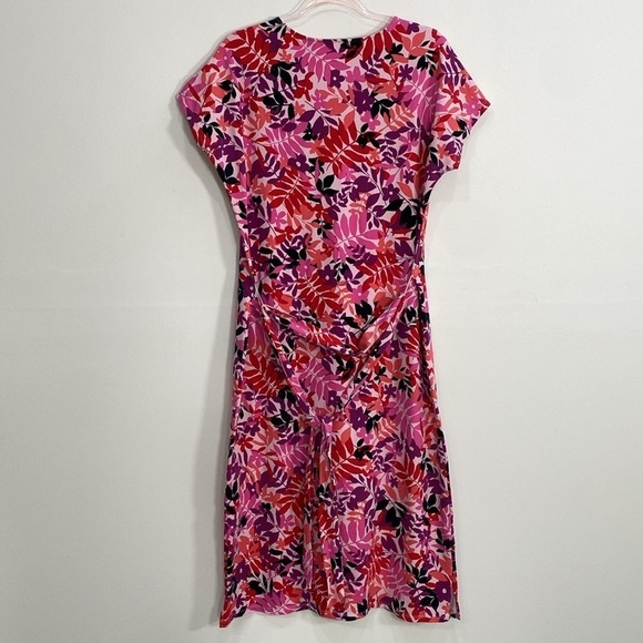 Lands'End Cotton Pullover Dress Leaf Print Cap Sleeve Women's Medium - Picture 3 of 13
